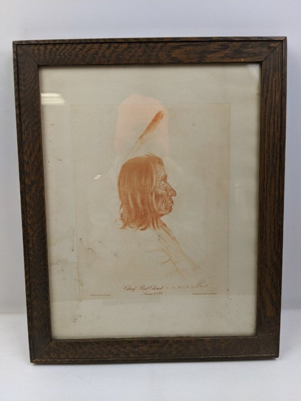 Elbridge Ayer EA Burbank Framed Print Chief Red Cloud Sioux Antique 1909 13"x16"